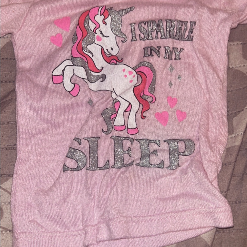 Glittery Unicorn Kids Pajama Top - Pink
